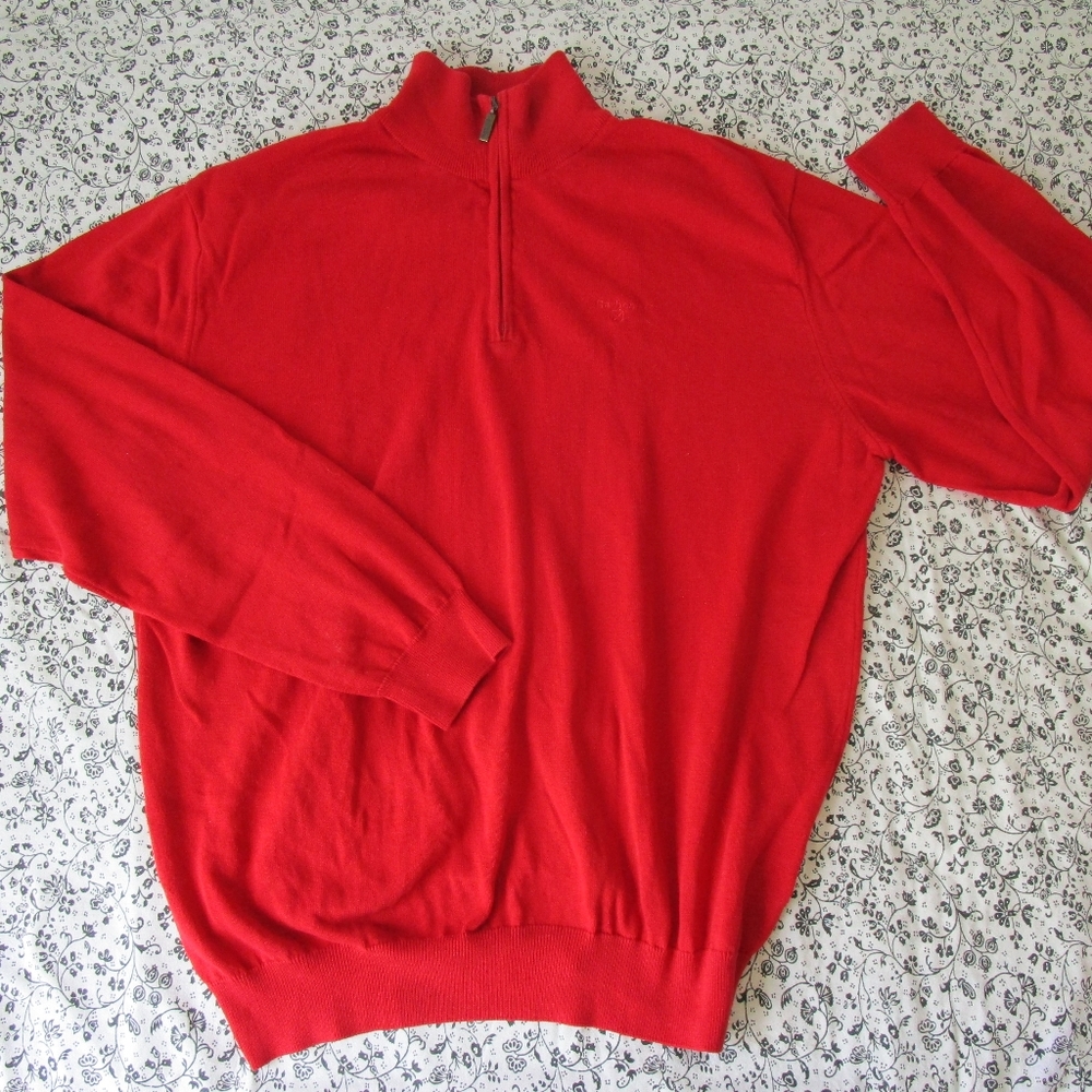 barbour fine cotton 1/2 zip sweater  red XL